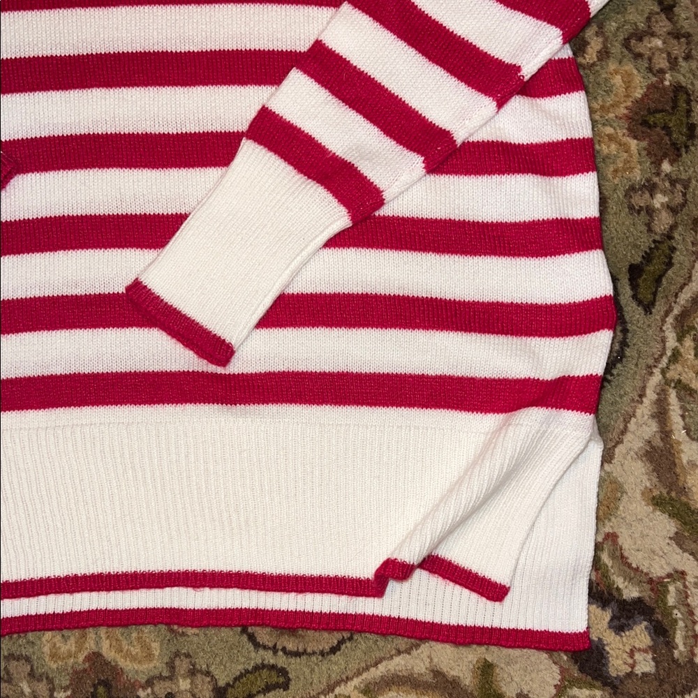 Lilly Pulitzer Raspberry and White Striped Sweater - Picture 4 of 5